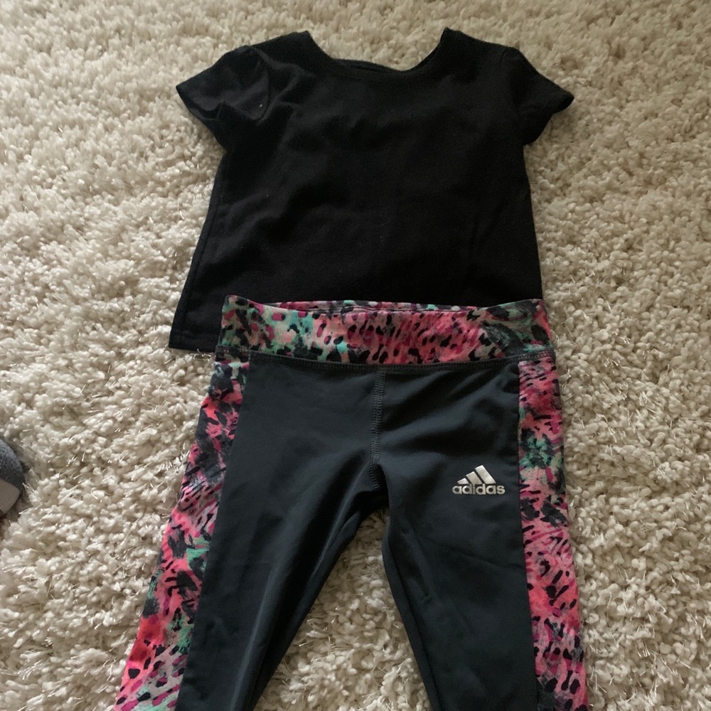 Adidas Pants and black shirt 2T